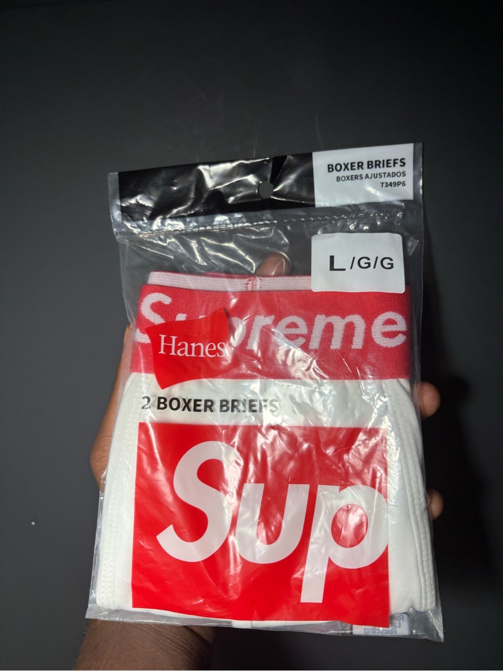 Supreme x Hanes White Boxer Briefs with Red Waistband